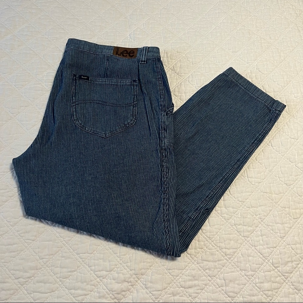 Vintage Railroad stripe tapered leg mom jeans 16